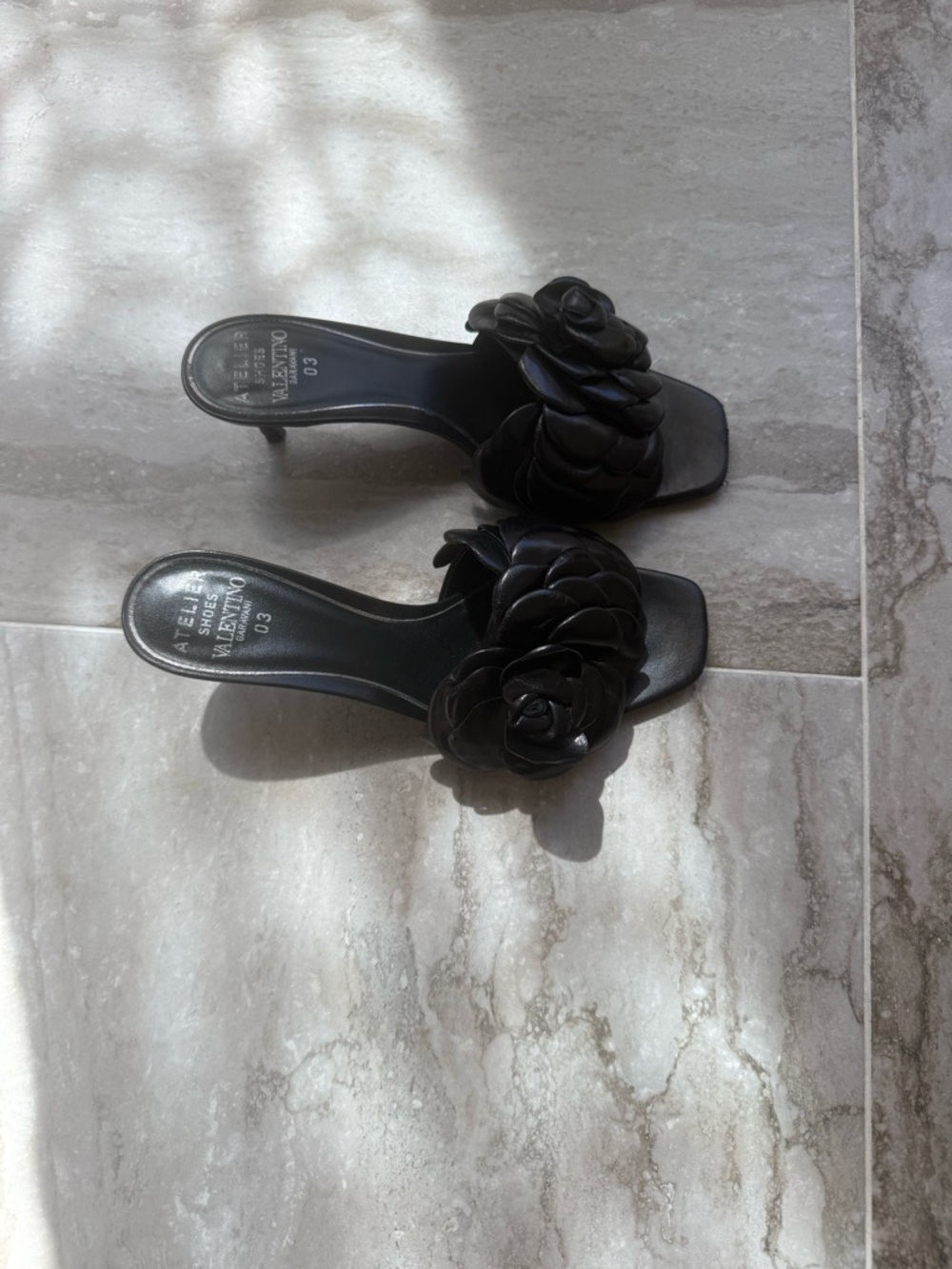 Valentino Black Braided Floral Slide Mules - Picture 2 of 4